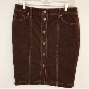 Ann Taylor Loft Brown Corduroy Button Front Skirt